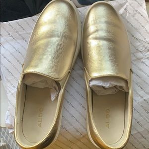 Gold Aldo Slip Ons